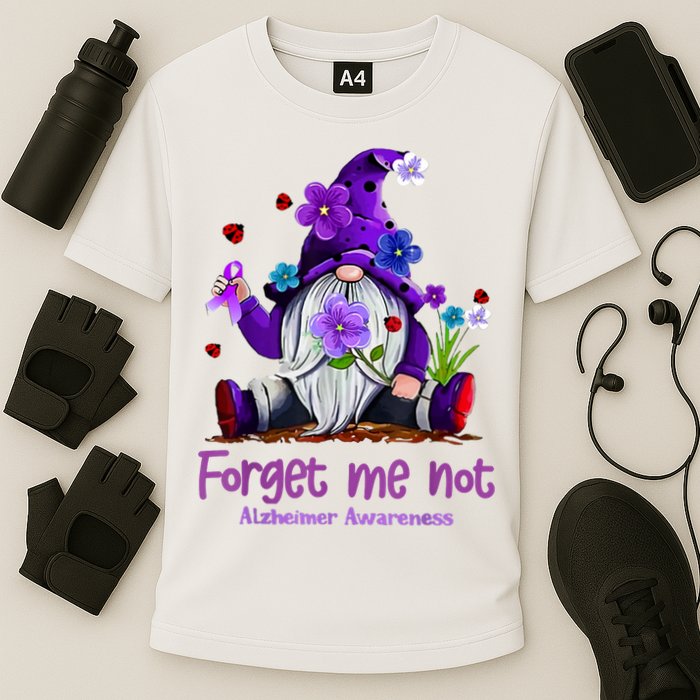 Forget Purple Gnome Me Not Purple Alzheimers Awareness Cooling Performance Crew T-Shirt