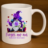 Forget Purple Gnome Me Not Purple Alzheimers Awareness 11oz C Handle Ceramic Mug