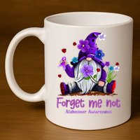 Forget Purple Gnome Me Not Purple Alzheimers Awareness 11oz C Handle Ceramic Mug