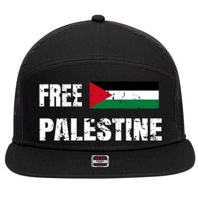 Free Palestine Gaza Flag Arabic Freedom For Palestinians Gift 7 Panel Mesh Trucker Snapback Hat