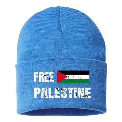 Free Palestine Gaza Flag Arabic Freedom For Palestinians Gift Sustainable Knit Beanie