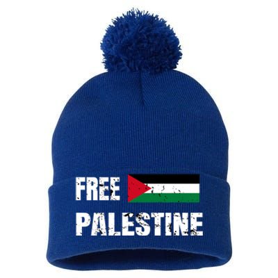 Free Palestine Gaza Flag Arabic Freedom For Palestinians Gift Pom Pom 12in Knit Beanie