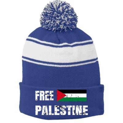 Free Palestine Gaza Flag Arabic Freedom For Palestinians Gift Stripe Pom Pom Beanie