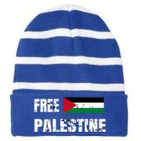 Free Palestine Gaza Flag Arabic Freedom For Palestinians Gift Striped Beanie with Solid Band