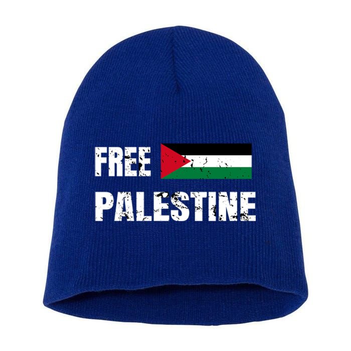 Free Palestine Gaza Flag Arabic Freedom For Palestinians Gift Short Acrylic Beanie