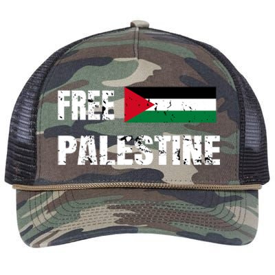 Free Palestine Gaza Flag Arabic Freedom For Palestinians Gift Retro Rope Trucker Hat Cap