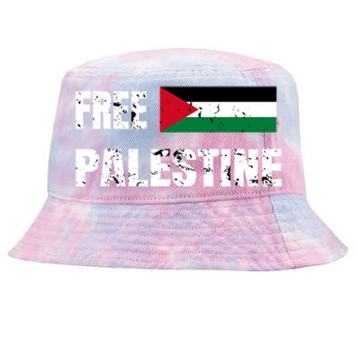 Free Palestine Gaza Flag Arabic Freedom For Palestinians Gift Tie-Dyed Bucket Hat