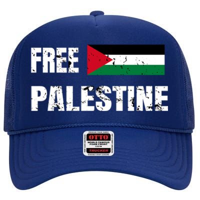 Free Palestine Gaza Flag Arabic Freedom For Palestinians Gift High Crown Mesh Back Trucker Hat