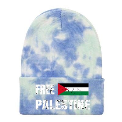 Free Palestine Gaza Flag Arabic Freedom For Palestinians Gift Tie Dye 12in Knit Beanie