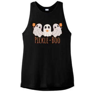 Fun Pickleboo Ghost Playing Pickleball Halloween Paddleball Gift Ladies PosiCharge Tri-Blend Wicking Tank