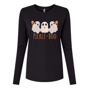 Fun Pickleboo Ghost Playing Pickleball Halloween Paddleball Gift Womens Cotton Relaxed Long Sleeve T-Shirt