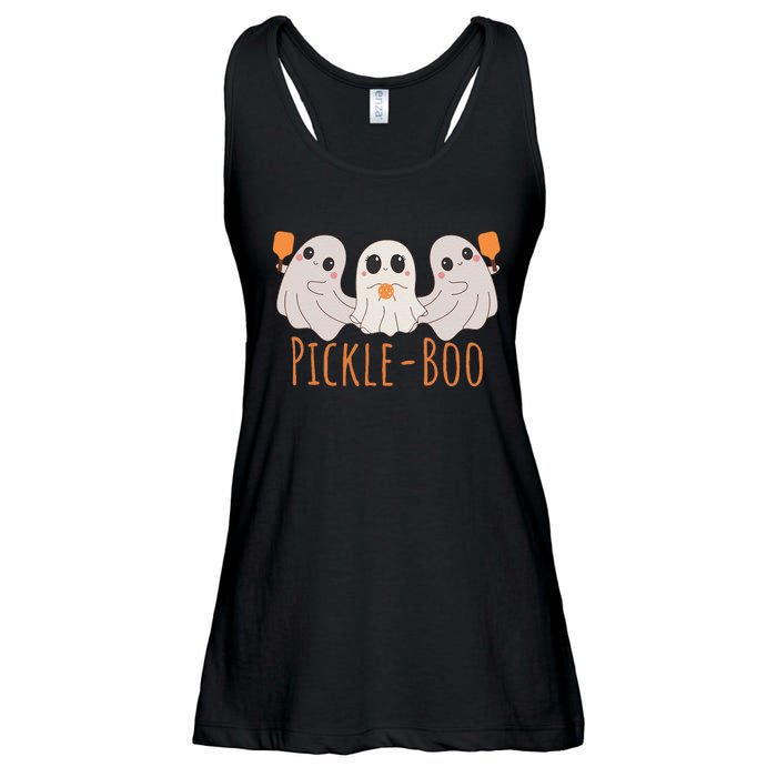 Fun Pickleboo Ghost Playing Pickleball Halloween Paddleball Gift Ladies Essential Flowy Tank