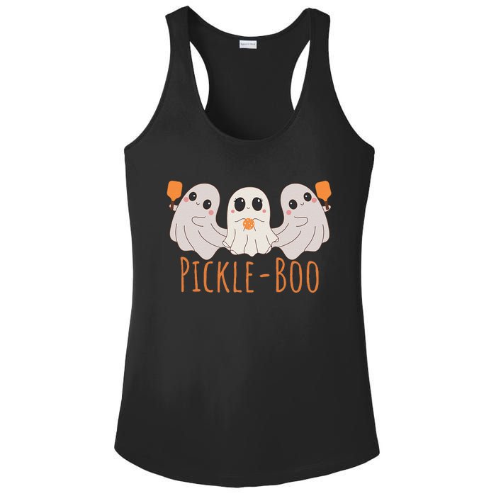 Fun Pickleboo Ghost Playing Pickleball Halloween Paddleball Gift Ladies PosiCharge Competitor Racerback Tank