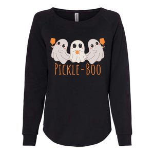 Fun Pickleboo Ghost Playing Pickleball Halloween Paddleball Gift Womens California Wash Sweatshirt