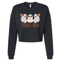 Fun Pickleboo Ghost Playing Pickleball Halloween Paddleball Gift Cropped Pullover Crew