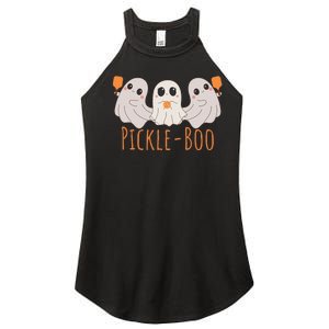 Fun Pickleboo Ghost Playing Pickleball Halloween Paddleball Gift Women's Perfect Tri Rocker Tank