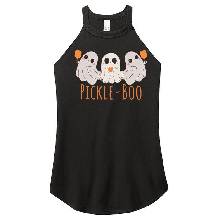 Fun Pickleboo Ghost Playing Pickleball Halloween Paddleball Gift Women's Perfect Tri Rocker Tank