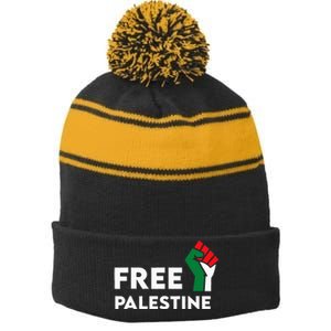 Free Palestine Gaza Flag Freedom for Palestinians Stripe Pom Pom Beanie