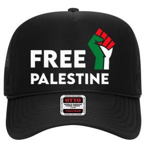 Free Palestine Gaza Flag Freedom for Palestinians High Crown Mesh Back Trucker Hat