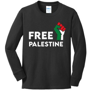 Free Palestine Gaza Flag Freedom for Palestinians Kids Long Sleeve Shirt