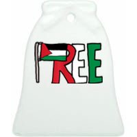 Free Palestine Gaza Palestinian Flag Ceramic Bell Ornament