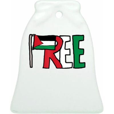 Free Palestine Gaza Palestinian Flag Ceramic Bell Ornament