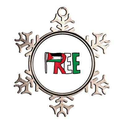 Free Palestine Gaza Palestinian Flag Metallic Star Ornament