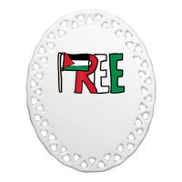 Free Palestine Gaza Palestinian Flag Ceramic Oval Ornament