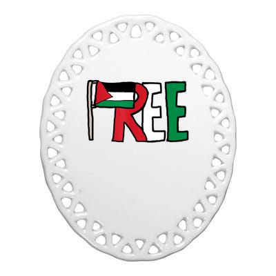 Free Palestine Gaza Palestinian Flag Ceramic Oval Ornament