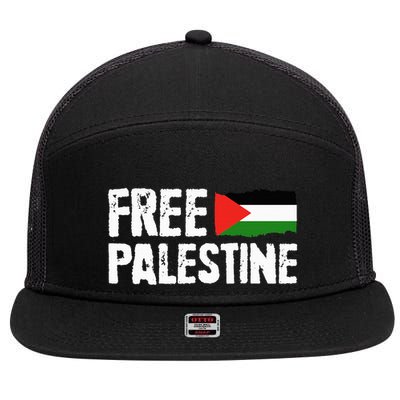Free Palestine Gaza Flag Arabic Freedom for Palestinians 7 Panel Mesh Trucker Snapback Hat