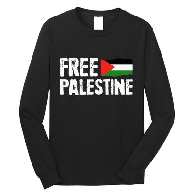 Free Palestine Gaza Flag Arabic Freedom for Palestinians Long Sleeve Shirt