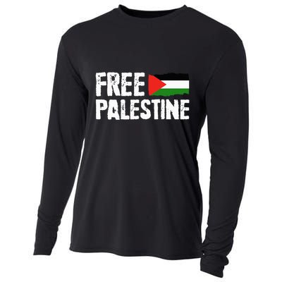 Free Palestine Gaza Flag Arabic Freedom for Palestinians Cooling Performance Long Sleeve Crew