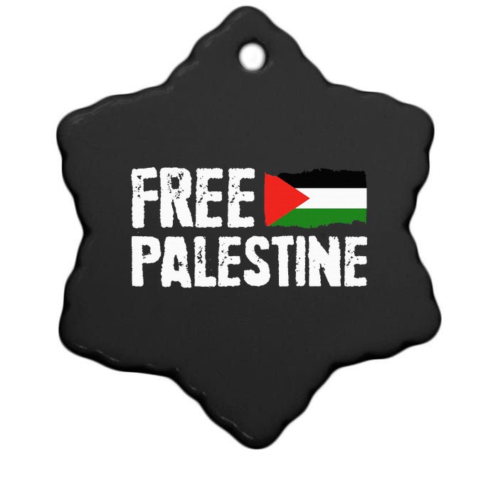 Free Palestine Gaza Flag Arabic Freedom for Palestinians Ceramic Star Ornament