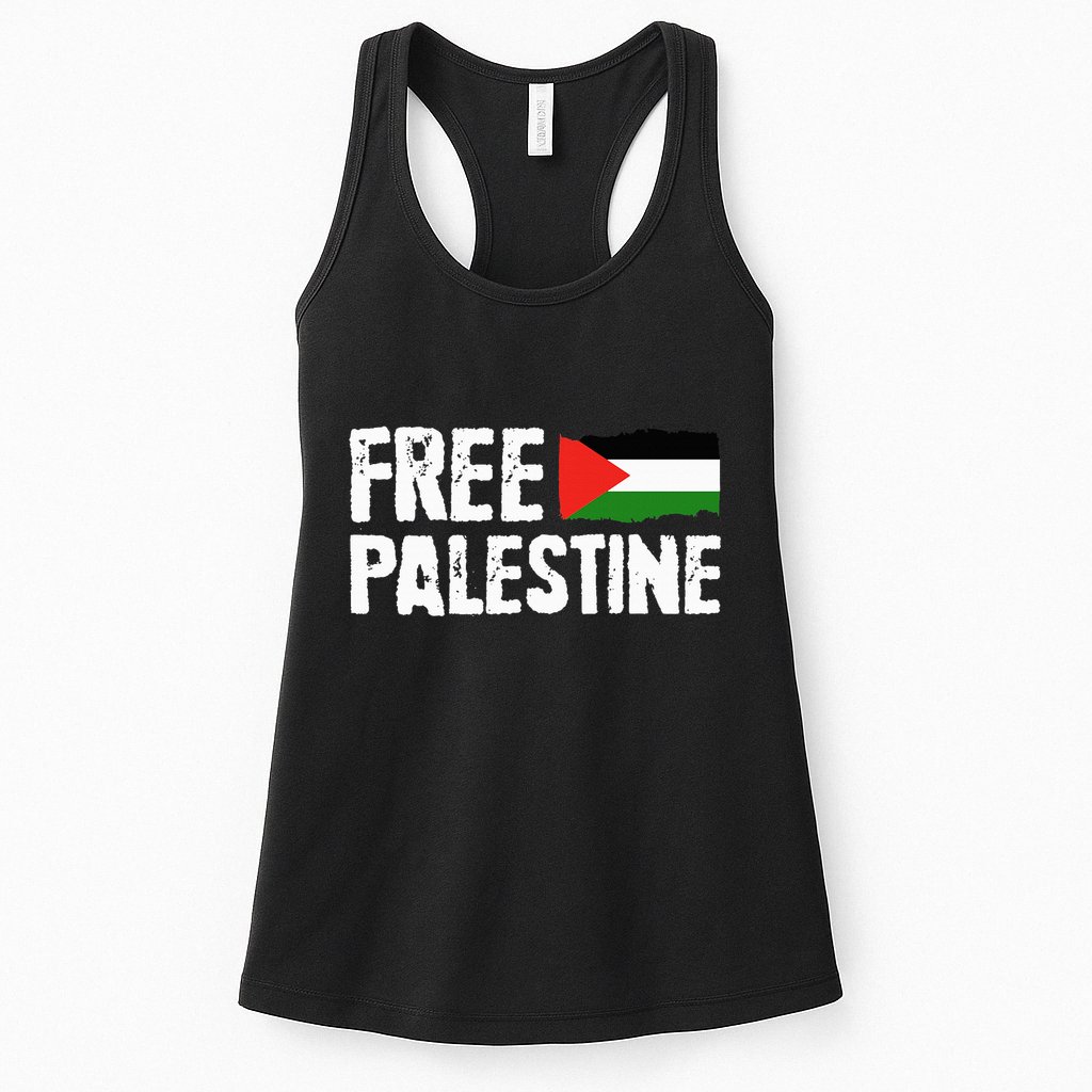Free Palestine Gaza Flag Arabic Freedom for Palestinians Womens Tank Top