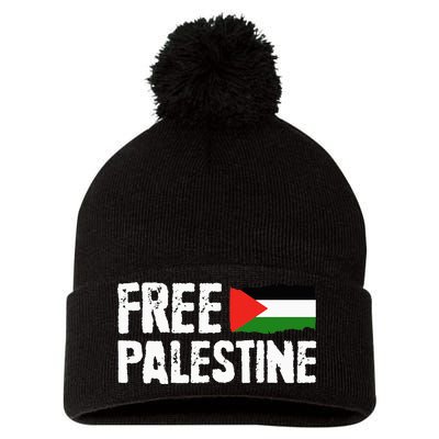 Free Palestine Gaza Flag Arabic Freedom for Palestinians Pom Pom 12in Knit Beanie