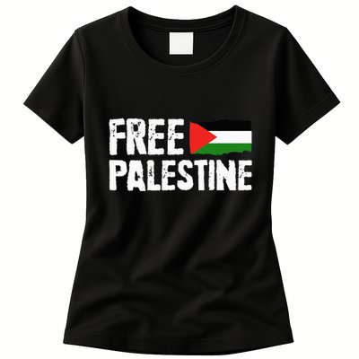 Free Palestine Gaza Flag Arabic Freedom for Palestinians Womens T-Shirt