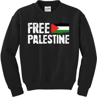 Free Palestine Gaza Flag Arabic Freedom for Palestinians Kids Sweatshirt