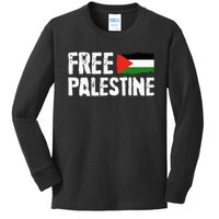 Free Palestine Gaza Flag Arabic Freedom for Palestinians Kids Long Sleeve Shirt