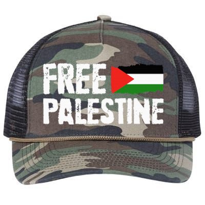 Free Palestine Gaza Flag Arabic Freedom for Palestinians Retro Rope Trucker Hat Cap