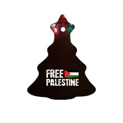 Free Palestine Gaza Flag Arabic Freedom for Palestinians Ceramic Tree Ornament