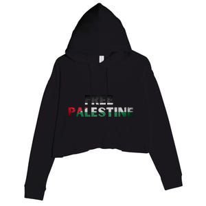 Free Palestine Gaza Flag Arabic Gift Crop Fleece Hoodie