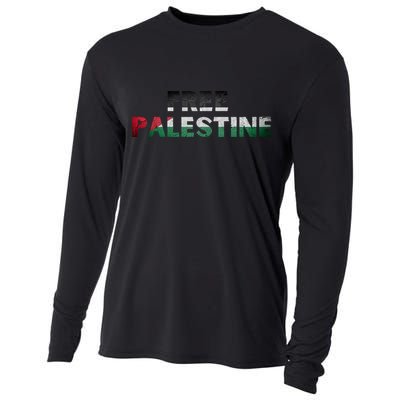 Free Palestine Gaza Flag Arabic Gift Cooling Performance Long Sleeve Crew