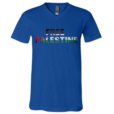 Free Palestine Gaza Flag Arabic Gift V-Neck T-Shirt