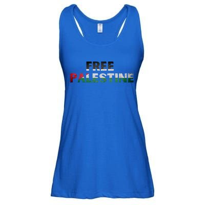 Free Palestine Gaza Flag Arabic Gift Ladies Essential Flowy Tank