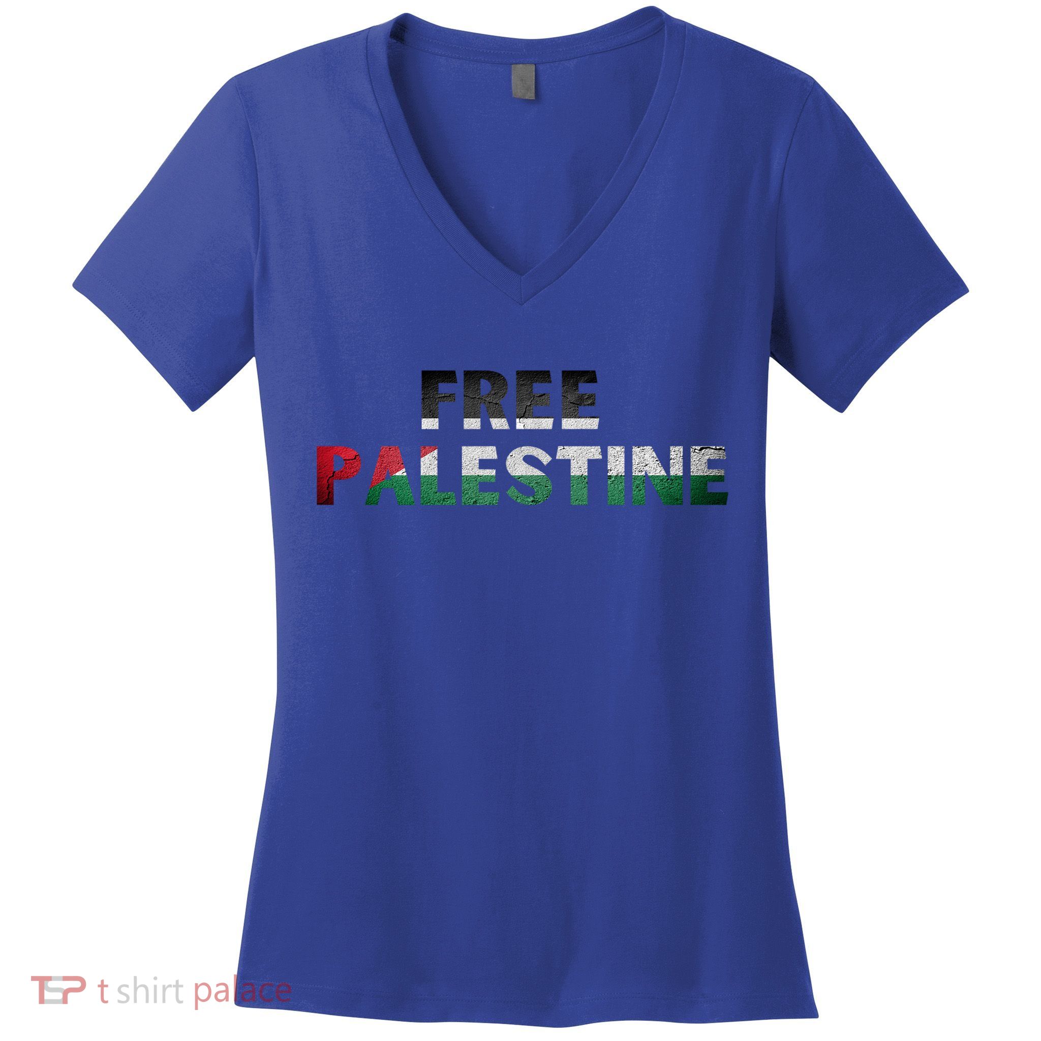 Free Palestine Gaza Flag Arabic Gift Women's V-Neck T-Shirt