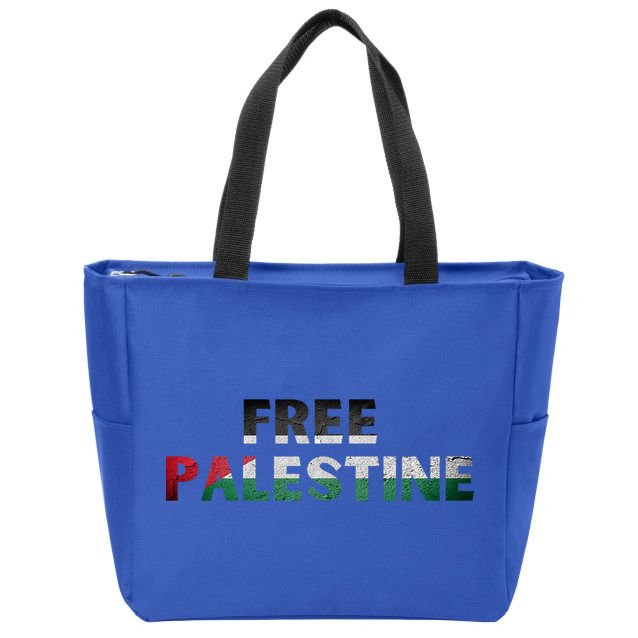 Free Palestine Gaza Flag Arabic Gift Zip Tote Bag