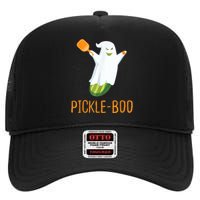 Funny Pickle Ghost Loves To Play Pickleball At Halloween High Crown Mesh Back Trucker Hat