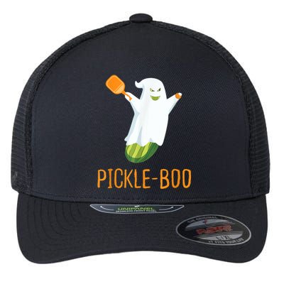 Funny Pickle Ghost Loves To Play Pickleball At Halloween Flexfit Unipanel Trucker Cap