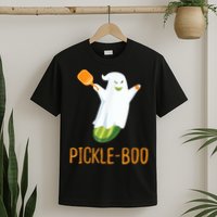 Funny Pickle Ghost Loves To Play Pickleball At Halloween T-Shirt