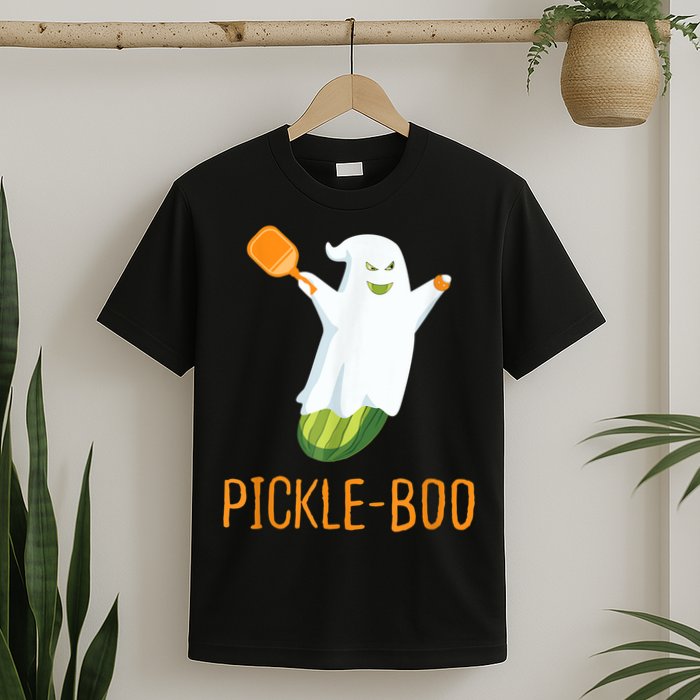 Funny Pickle Ghost Loves To Play Pickleball At Halloween T-Shirt